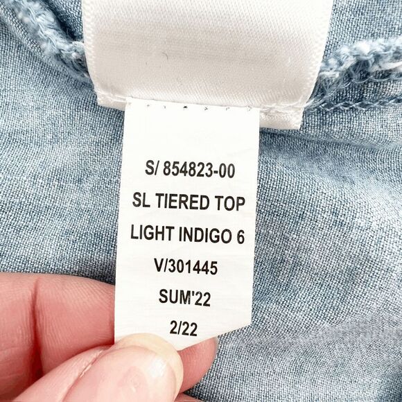 Gap Denim Tiered Tank Top Womens Size XS Blue V Neck Pullover Organic Cotton - Picture 5 of 6